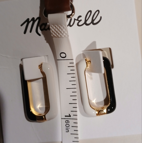 ๐โค๏ธMadewellโค๏ธ Beautiful Antique Cream Colorblock Hoop Earrings โค๏ธ๐ - Picture 7 of 7